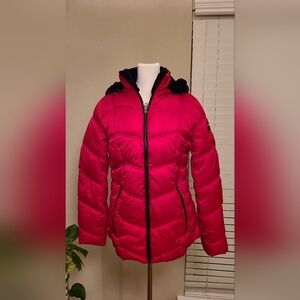 Women's Nautica Red Puffer Hooded Jacket